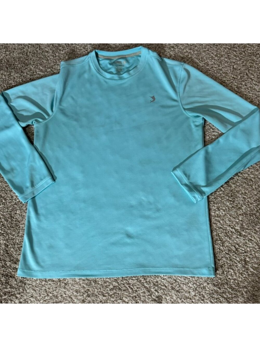 Reel Legends Freeline Fishing Shirt Mens Medium Aqua Blue Long Sleeve Performanc